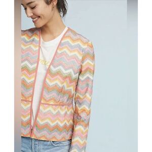 $188 Anthropologie Bl^nk London Chevron Pink Blazer Petite XS NWT Blank London